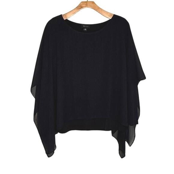 AB STUDIO Black long sleeve top with sheer poncho overlay size XL - Picture 1 of 5
